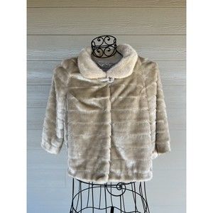 Fabulous furs Donna Salyers' L beige 3/4 sleeve Faux Fur Coat Dress Like A Queen